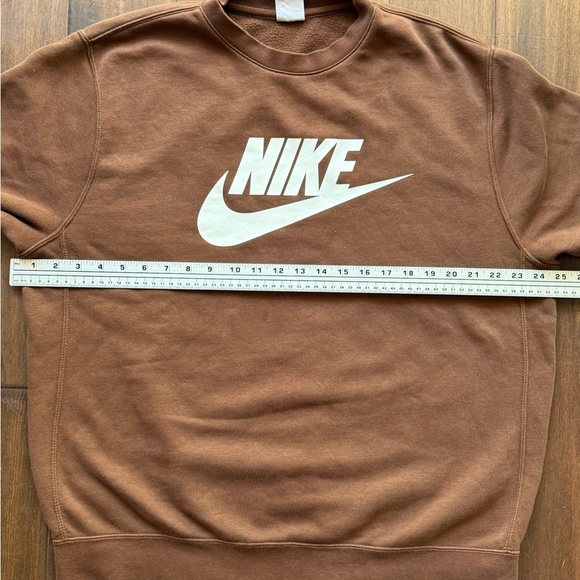 Nike Club Fleece Sweatshirt Brown Cacao Wow Logo Pullover Men’s Large (Tagged M) - Picture 5 of 9